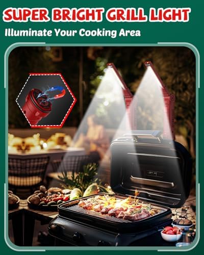 Coquimbo Tools Gifts for Men Dad Husband, Rechargeable LED Work Light Grill Accessories Magnetic Flashlight with Hanging Hook 5 Modes 360° Rotate Birthday Gifts for Him Grandpa (2 Pack Red) - Image 4