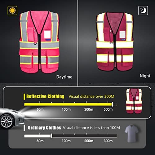AYKRM 11 color High Vis Reflective Safety Vest for Women Men Pocket Zipper ANSI/ISEA Standard - Image 3