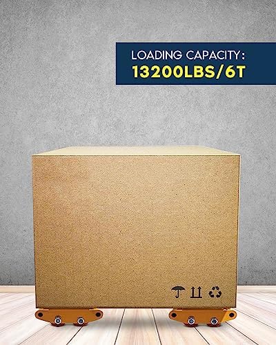 FAHKNS Machinery Moving Skate 6T Heavy Duty Machine Skates with Non-Slip Cap, 4 PU Rollers for Heavy Duty Industrial Moving Equipment - Image 3