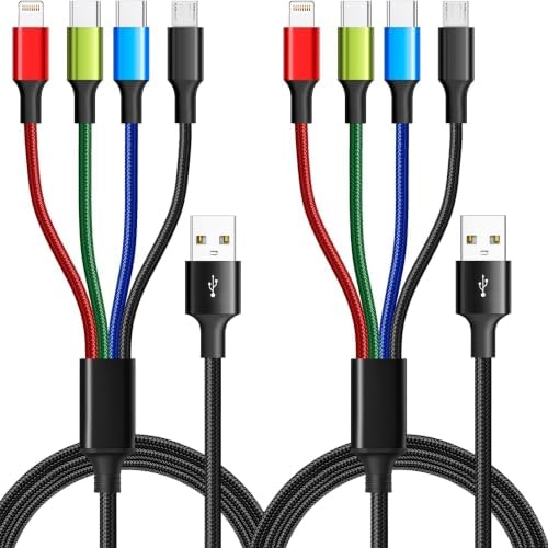Multi Charging Cable 4ft 2Pack 4 in 1 Charger Cord,Doub Tyep-C Rapid Cable by XnewCable