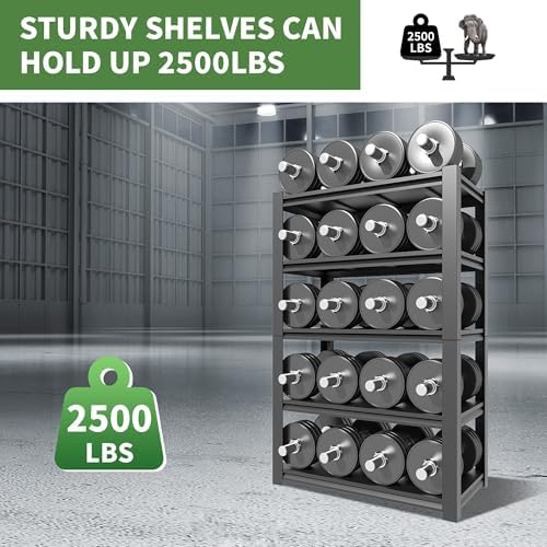 Garage Shelving,72" H Garage Shelves Heavy Duty, 3000Lbs 5 Tier Adjustable Garage Storage Shelves Suitable for Warehouse, Basement, Workshop,Require Assembly, 24" D*48" W *72" H(Black) - Image 5