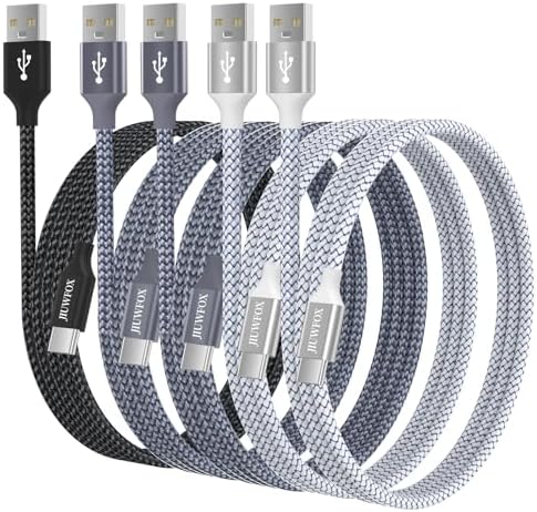 JIUWFOX USB to USB C Cable, (5Pack, 3/3/6/6/10ft) Type C 3A Fast Charging by JIUWFOX