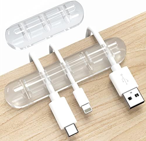 INCHOR Cord Organizer, Clear Cable Clips Cable Management, Cable Organizers USB Cable Holder Wire Organizer Cord Clips, 2 Packs Cord Holder for Desk Car Home and Office (5, 3 Slots) by INCHOR