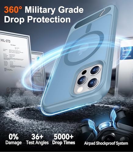 Temdan Magnetic Compatible with iPhone 12 Pro Max Case, [Built-in Invisible Kickstand][Compatible with MagSafe][Military Grade Shockproof] Slim Translucent Matte Phone Case for iPhone 12 Pro Max 6.7" - Image 4