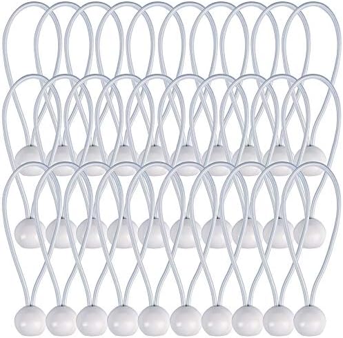 AOPRIE 30 Pack Bungee Balls 6inch White Ball Bungee Heavy Duty 6inch Tarp Bungee Cords HeavyWeight Trap Weather Resistant Tie Down Strap 4mm Thickness for Camping, Tents, Cargo, Holding Wire and Hoses by AOPRIE