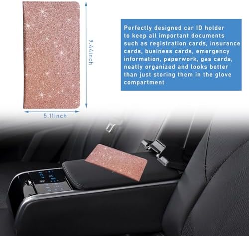 Ziciner Car Registration and Insurance Holder, Auto Card Document Glove Box Organizer with Magnetic Closure, Universal Vehicle Interior Accessories for Cars SUVs (Rose Golden-Large) - Image 2