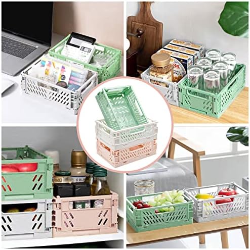 3 Pack Mini Plastic Storage Basket for Shelf Organizing,Collapsible Crate Folding Storage Bin for Desk Organizer Stackable Containers for Home Kitchen Classroom Office Bathroom Storage(5.9x3.9x2.2") - Image 5
