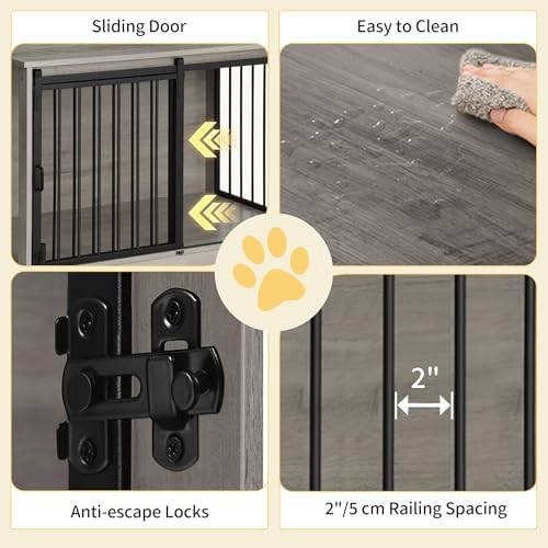 Hzuaneri 39.3" L Dog Crate Furniture Indoor Dog Kennel with Barn Door - Image 6