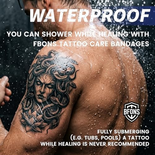 BFONS 60 Sheets Pre-Cut 4 in x 4.8 in Tattoo Aftercare Waterproof Bandages Tattoo Cover Up Tape, Tattoo Supplies Second Skin Transparent Film Wound Healing Protective Clear Sterile and Safe Bandages - Image 3