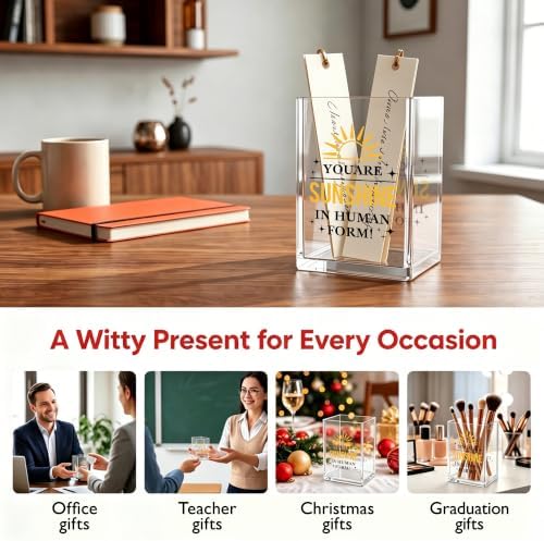 Inspirational Office Acrylic Cosmetic Pen Pencil Holder Cup, You Are Sunshine In Human Form Pencil Organizer, Positive Desk Accessories, Motivational Gifts for Women Men Teacher（A21） - Image 5