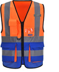 Orange Blue 4XL 5XL High Visibility REFLECTIVE WORK Safety Vest by A-SAFETY