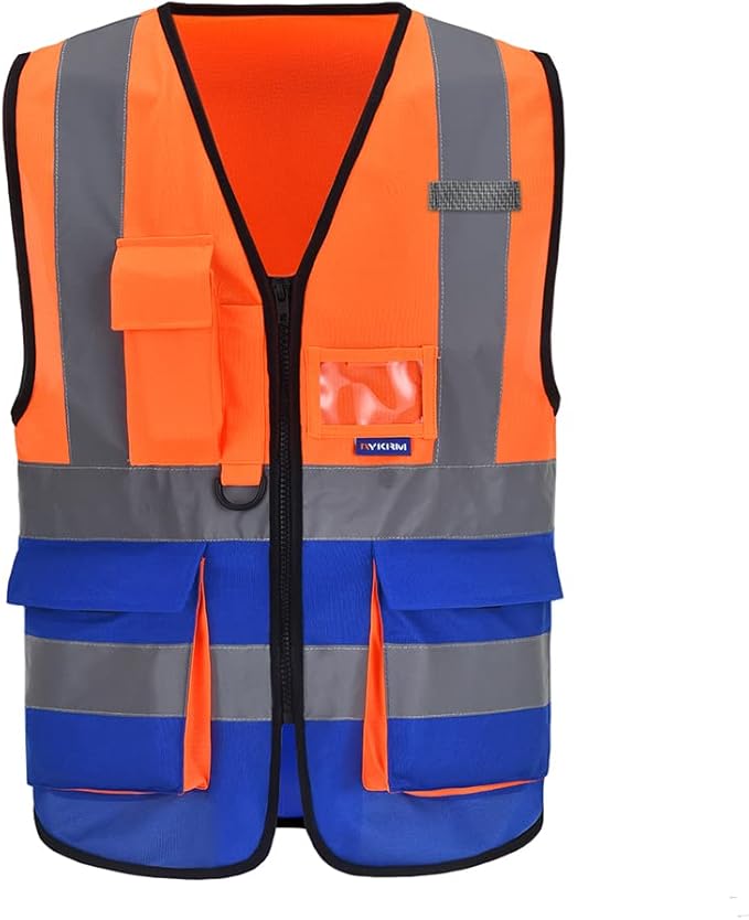 Orange Blue 6XL 7XL 8XL High Visibility REFLECTIVE Safety Vest by A-SAFETY