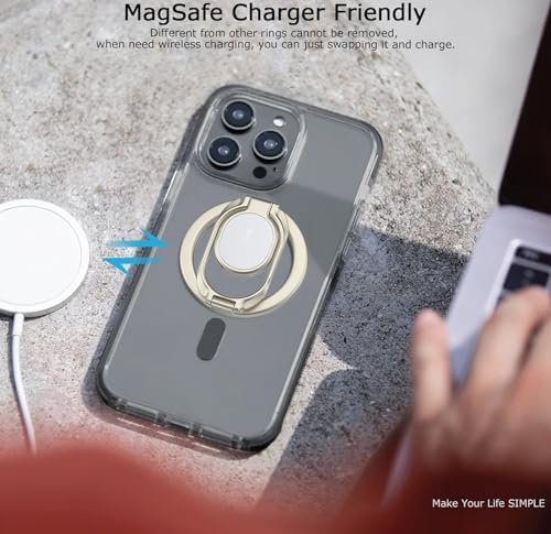 Doflyesky Magnetic Phone Grip for MagSafe Ring Holder, Metal Double Adjustable Gym Finger Ring Grip Kickstand, Removable Phone Grip for iPhone, iPad and Smartphones (Natural Titanium) - Image 6