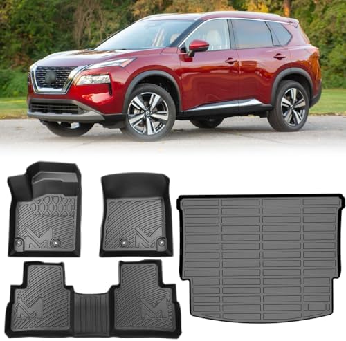 TPE Automotive Floor Mats & Cargo Liner Custom for 2021-2026 Nissan Rogue (Not for Sport), All Weather Cover Protection Waterproof Black Floor Liner Front & Rear Row Full Set Car Mats, 4PCS by CMVTAuto