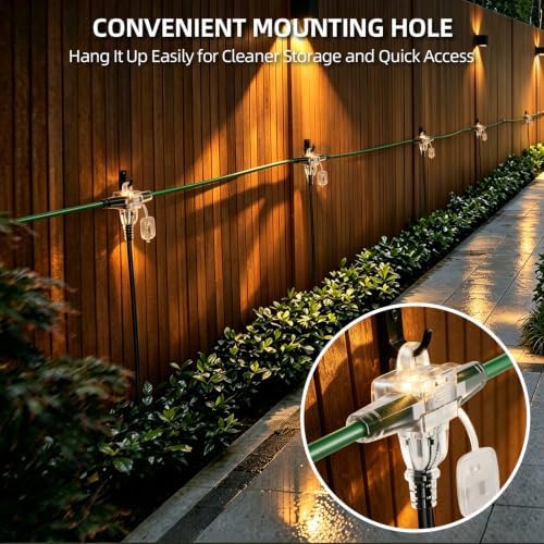Christmas 50 FT Outdoor Extension Cord with Multiple Outlets, 6 Evenly Spaced Outlets with Indicator Lights, 16/3 SJTW Weatherproof Power Cord Outdoor for Christmas, Halloween, Holiday Decorations - Image 7