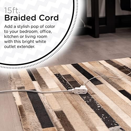 Cordinate 3-Outlet Extension Cord, 2 Prong, 15 Ft Cable with Flat Plug - Image 3