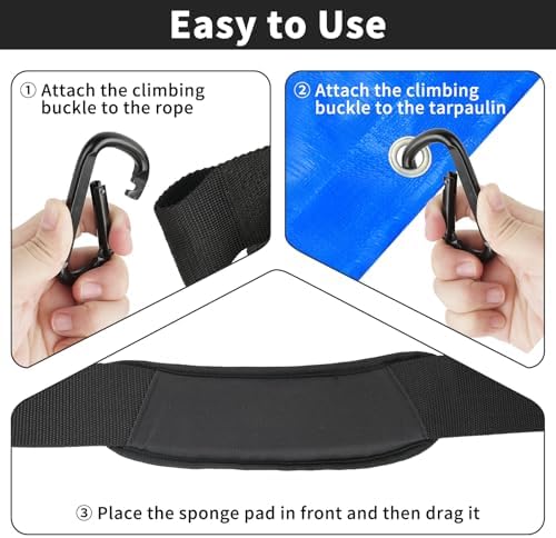 10.2 ft Heavy-Duty Leaf Tarp Pulling Strap with Padded Shoulder Support - Image 4