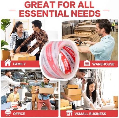 Packing Tape Refills, Clear, Packaging Tape Heavy Duty Designed for Moving, Shipping and Packing, Mailing,1.88" x 60 yds, 4 Roll - Image 2