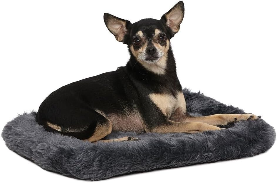 MidWest Homes for Pets QuietTime XXS Dog Bed - Gray Faux Fur Bolster, Ultra-Soft & Machine Washable, Fits 18-Inch Crates and Carriers, for Small Dogs and Cats (Pack of 12) by MidWestHomesForPets