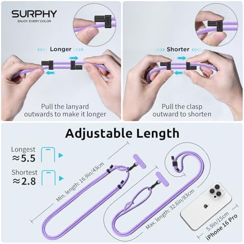 SURPHY Phone Lanyard Crossbody, Phone Strap Crossbody with 2 Tether Tabs - Image 6