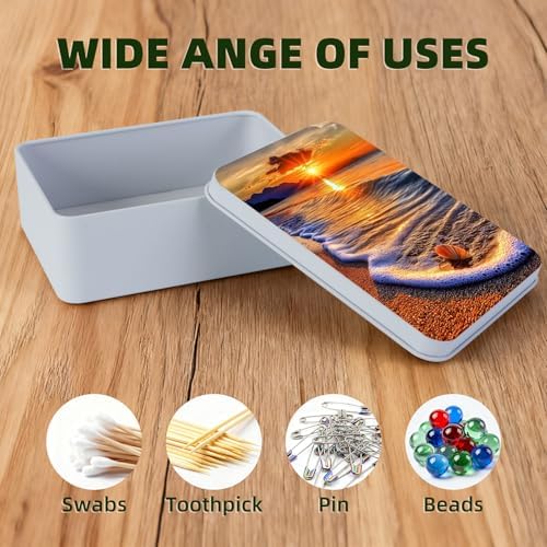Large Metal Tins Box-7.1” x4.7”x2“ Rectangular Empty Storage Box With Lid Decorative Organizer Storage Tin Case For Office/Cookie/Candy/Jewelry/Photo/Letter-Seaside Sunset - Image 3