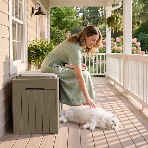JUMMICO 31 Gallon Resin Deck Box Waterproof Outdoor Storage Boxes - Image 6