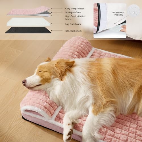 Orthopedic Large Dog Bed Pillow Pet Sofa Bed 42''X28'' Pink - Image 3