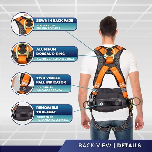 Palmer Safety Hammerhead 5pt Safety Harness Back Padded, QCB Chest, Tongue Buckel Legs Straps, Back & Side D-Rings - Image 3