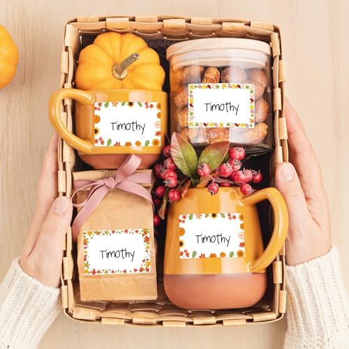 210 Pcs Fall Name Tag Stickers -3''x 2'' Self Adhesive Pumpkin Maple Leaves Name Stickers Gift Tag Labels for Fall Thanksgiving Classroom Party Gift Crafts Decor Envelope Packages Seals - Image 4
