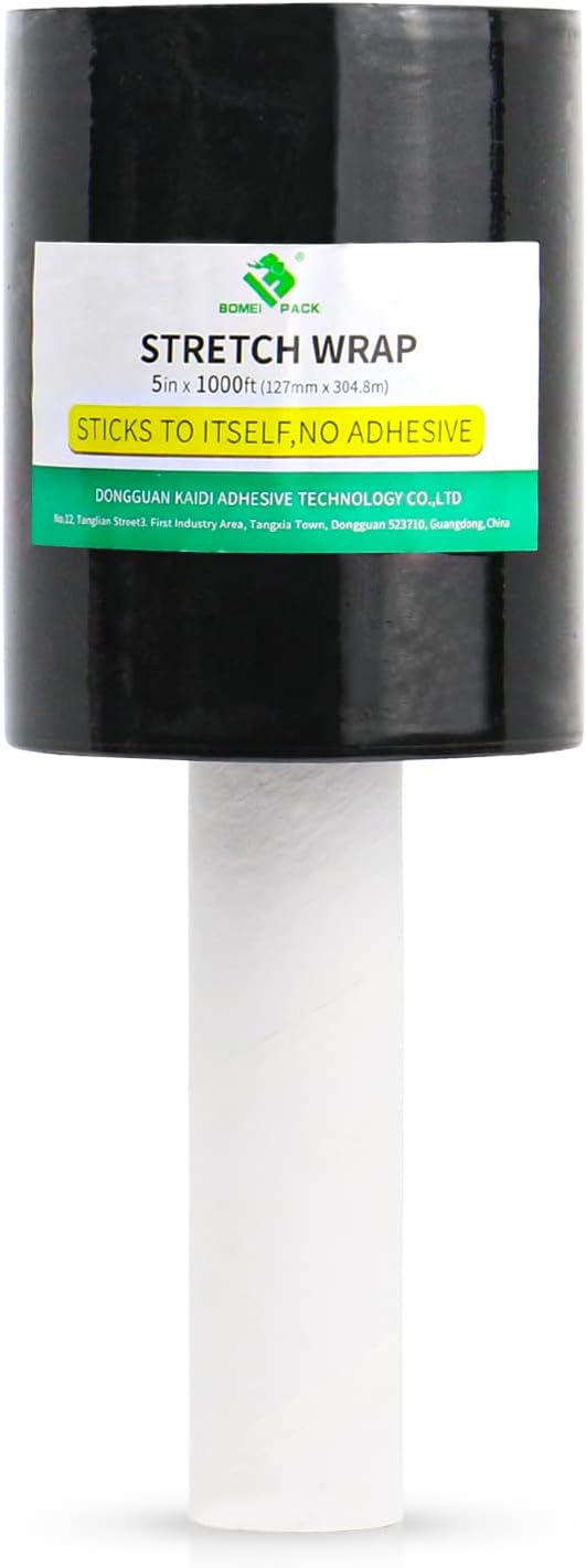 BOMEI PACK1 Roll Industrial Black Mini Stretch Wrap Roll by BOMEIPACK