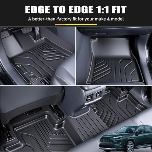 Floor Mats & Cargo Liner Set for 2019-2025 Toyota RAV4 Hybrid&Gas, All Weather TPE Custom Fit Floor & Trunk Protection Mats - Image 2