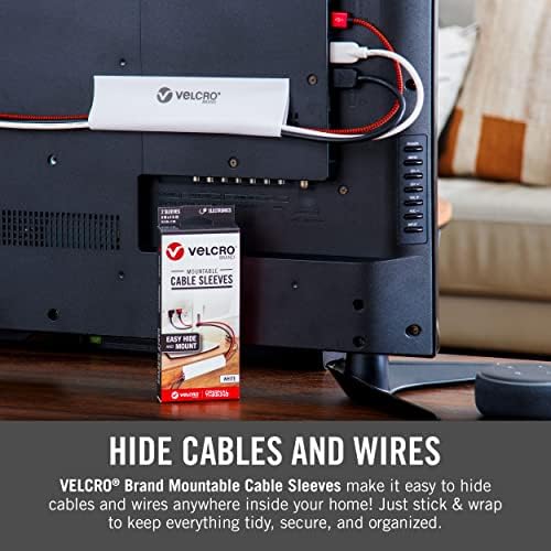 VELCRO Brand Cord Hider Wire Covers For Wall, Desk, 3-Ft Cut to Length, Mountable Cable Sleeve with Removable Adhesive. Organize Messy Cables Behind TV or Electronics, White VEL-30800-USA - Image 6