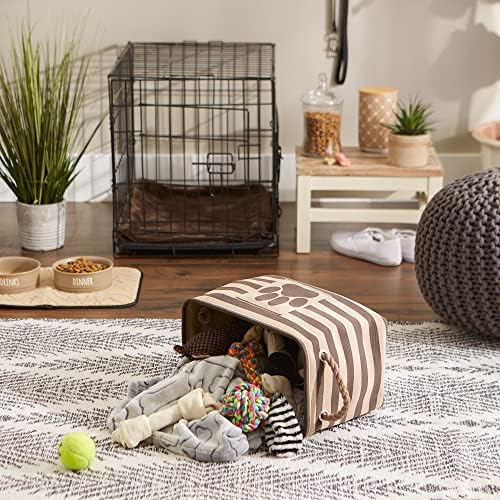 Bone Dry Pet Storage Collection Striped Paw Patch Bin, Small Rectangle, Brown - Image 6