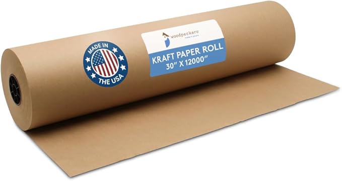 Woodpeckers Brown Kraft Paper Roll 30 inch Wide, 12000 inch Long, 1 Roll by Woodpeckers