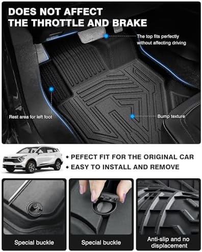 Powerty Floor Mats Cargo Liner for 2023-2025 Kia Sportage Gas Model Only All Weather 3D TPE Anti-Slip Car Protection, 1st & 2nd Row Set with Rear Cargo Mat Accessories - Image 4