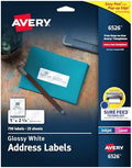 Avery Address Labels, Sure Feed and Easy Peel Technology, Glossy White Labels, 1" x 2-5/8", Permanent, Laser/Inkjet, 750 Total (6526) by Avery