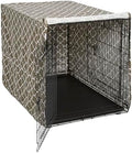 Midwest Homes for Pets XL Dog Crate Cover with Teflon Fabric Protector, Poly-Cotton Privacy Kennel Cover Fits Most 48-inch Crates, Brown Designer Print, Washable, Reduces Barking by MidWestHomesForPets