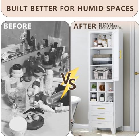 20 inch Wide Storage Cabinet with Doors and Shelves, Tall Narrow Pantry - Image 4