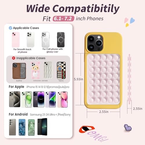 (2 Pack) Suction Cup Phone Case Mount Double Sided, Light Pink & Hot Pink - Image 6
