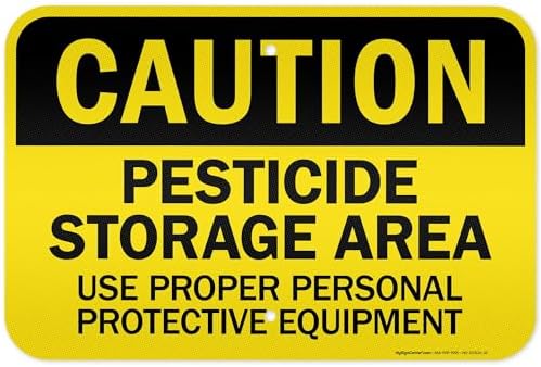 Caution Pesticide Storage Area Use Proper Personal Protective Equipment Sign, 12x18 Inches, 3M EGP Reflective .063 Aluminum, Fade Resistant, Made in USA by My Sign Center by MySignCenter