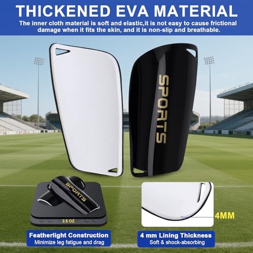 Kids Soccer Shin Guards 2 Pairs Slip-in Youth Shin Pads for Boys Girls, Lightweight PP+EVA Soccer Protective Gear Fits with Shin Guard Sleeves(not Included), Toddler to Teen Sizes Multiple Colors - Image 4