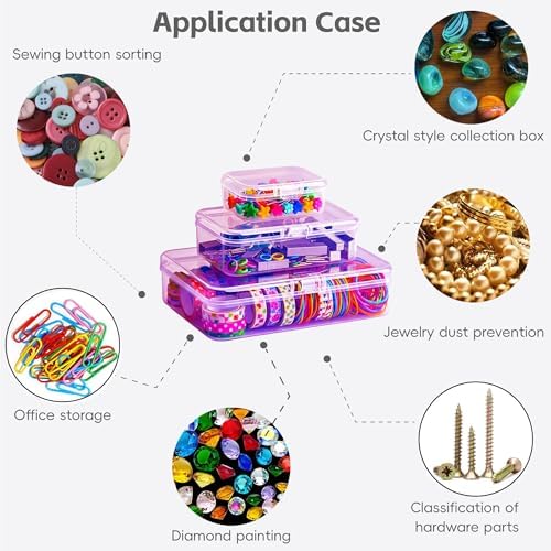LJY 28 Pink Plastic Boxes, 3 Sizes for Beads and Small Parts - Image 4