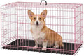 FDW | 42" Foldable Metal Dog Crate | Pastel Pink | Cage for Medium Dogs by FDW