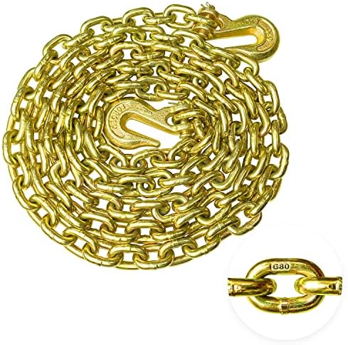 YATOINTO G80 Transport Binder Chain 5/16 Inch x 10 Foot Safety/Binder Chain with Clevis Grab Hooks 4,900 lbs Safe Working Load Logging Chain for Transporting Towing Tie Down Binding Equipment by YATOINTO