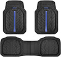 CAR PASS Tire Tread DeepDish Rubber Floor Mats for car Heavy Duty car mats All Weather, Universal XL~M Trim to Fit for Truck SUV Vehicle Automotive, Waterproof car mats 3 Piece(Blue Black) by CARPASS