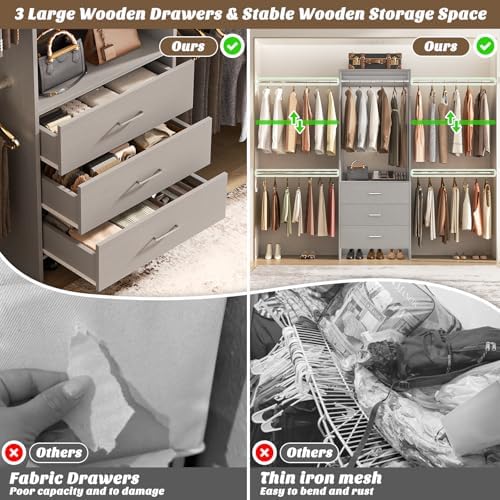 Aheaplus Closet System, 4.2-9Ft Closet Organizer with with 4 Rods, Grey - Image 5