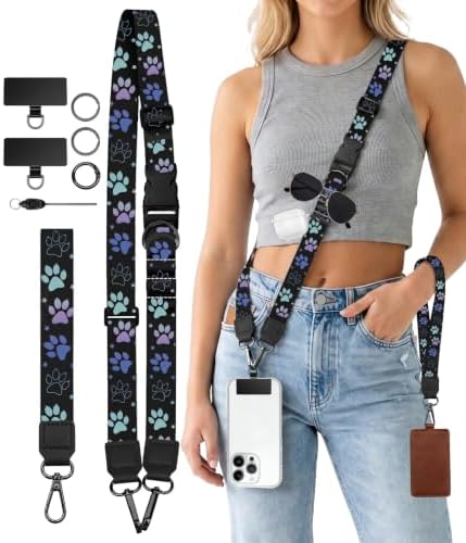 Dog Paw Phone Lanyard Crossbody Wrist Neck Strap Adjustable Women by Sukyerios