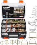 Neiko 50418A Trailer Hitch Pin Clip Set, 202 Pc O-Ring Locking Trailer Pin Clips, Zinc Plated, Steel Square Tractor, Double Line, Linch, PTO and Hairpin Cotter Pins by NeikoTools