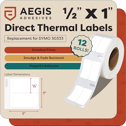 Replacement for DYMO 30333 (12 Rolls, 12000 Labels) 1/2" X 1" - Image 2