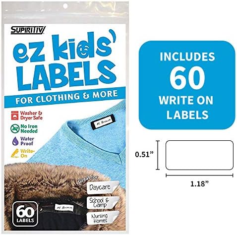Ez Kids Clothing Labels Self-Stick No-Iron Write-On | Great for Children & Adults | Washer & Dryer Safe | School, Camp, Nursing Care, Toys, Organizing, All Purpose (60-Pack) - Image 7
